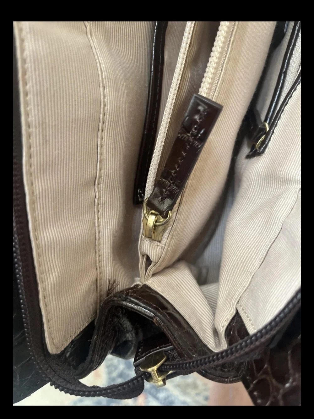 Talbots Dark Brown Croc-Embossed Structured briefcase 💼 business Satchel
